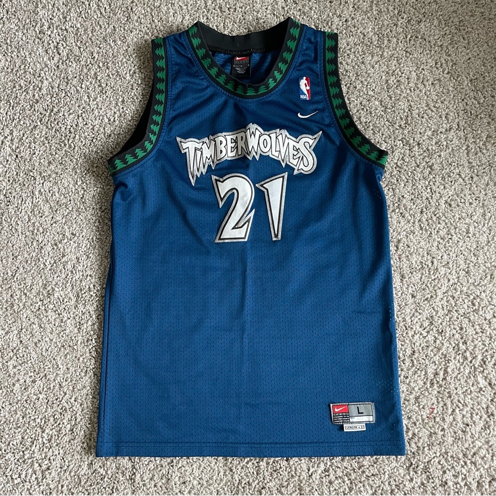 Nike NBA VTG Vintage Timberwolves Garnett 21 Navy Jersey
